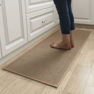 Tapis Cuisine, Tapis de Cuisine Devant Evier Lavable Antidérapant en Caoutchouc et Lavable, Jute Tapis Cuisine Devant Evier Tapis Cuisine Lin Tapis