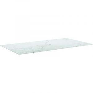 Dessus de table，Plateau de table，Dessus de bureau blanc 120x65 cm 8 mm verre trempé design marbre CFW63355