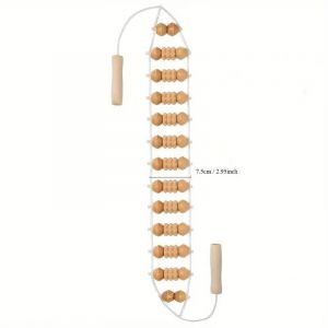 Rouleau de Massage du dos avec poign&eacute;e, anti-cellulite masseur en bois Rouleau de massage du dos Rouleau de massage de la cellulite pour le cou, les