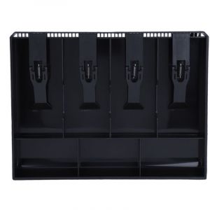 Plateau de Caisse, Caisse à Monnaie avec 4 Compartiments Monnaie et 3 Compartiments pour les Factures Tiroir-caisse pour Magasin, Supermarché.(noir)