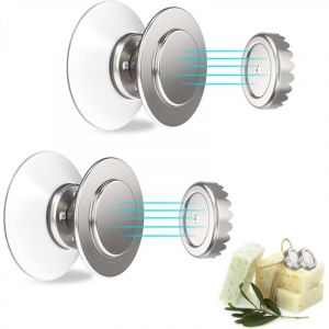 2 Pi&egrave;ces Porte-Savon Magn&eacute;tique, Porte-Savon Aimant avec Ventouse, Porte-Savon en Acier Inoxydable Mural sans Per&ccedil;age, Facile &agrave; D&eacute;monter, Adapt&eacute;