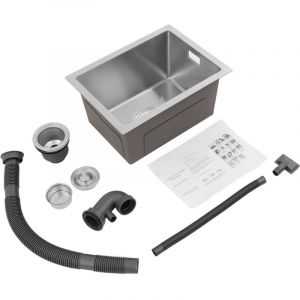 &Eacute;vier de cuisine 30 x 40 cm en acier inoxydable 304 &Eacute;vier de cuisine carr&eacute; avec panier filtrant et trop-plein, petit &eacute;vier de cuisine pour meuble bas