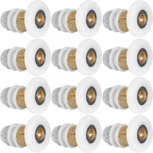 Lot de 12 Roulettes Porte de Douche, Roulette Porte Coulissante Douche en Laiton 23mm - &Eacute;paisseur: 6mm