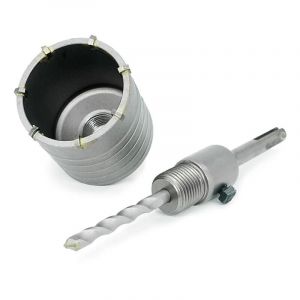 Scie Cloche Beton, Marbre, Brique, Pierre, Maçonnerie - Scie Trépan Carbure avec Adaptateur et Foret de Centrage 8x110mm - Carotteuse Beton