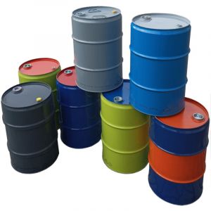 F&ucirc;t m&eacute;tallique en acier 60L &ndash; &Eacute;paisseur t&ocirc;le 0,5 mm &ndash; Bouchons m&eacute;talliques 2'' et 3/4'' &ndash; Couleurs al&eacute;atoires pour atelier - TH 60 L