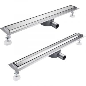 Caniveau de Douche Italienne - 90cm sortie d'eau flexible - Acier Inoxydable Caniveau de Sol à l'italienne Grille Pour caniveau - Siphon de canal de