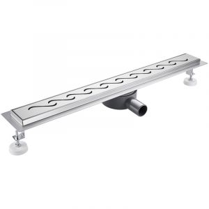 Caniveau de Douche - 80 cm sortie d'eau flexible- en Acier Inoxydable Rigole de Douche Rectangulaire Drain de Douche avec passoire et arr&ecirc;t des odeurs