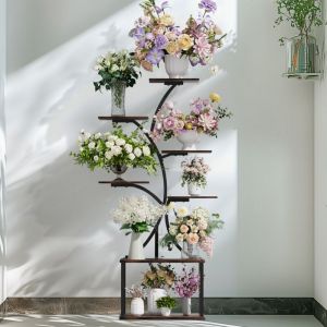 7-Niveaux Surport &agrave; Fleurs Vintage Porte Pots de Plante en Forme de L'arbre &Eacute;tag&egrave;res Design D&eacute;corative pour Maison Balcon Jardin Terrasse