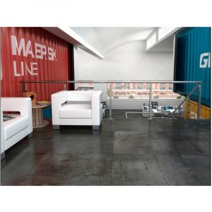 Carrelage grès cérame effet ciment brut REGENERATION 90x45 cm Gris Foncé, Anthracite - Semi-Poli / Lappato - boîte de 1.20 m2