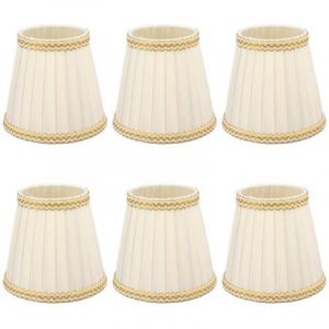 Abat-jour, 6 Pi&egrave;ces Petit Abat-jour Clip sur Tambour Abat-jour Tissu pour Lustre Bougie Ampoules Accessoires D'&eacute;clairage E14, Pinces