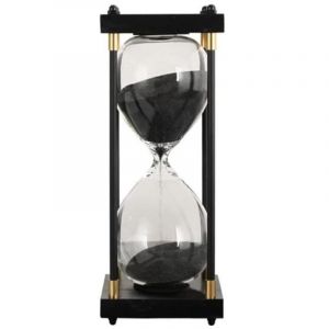 Sablier Vintage en Verre de 60 Minutes avec Cadre en Bois Noir - EINNENFFER - Id&eacute;al pour Maison, Bureau et Salle &agrave; Manger, Outil de Gestion du Temps
