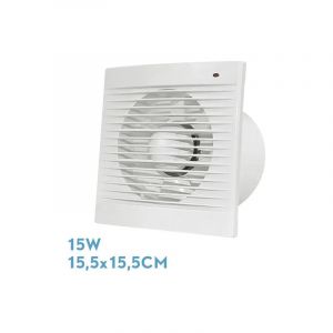Fabrilamp - ventilateur extracteur d'air de bain carré > pour tubes de ø 10 cm (15 w, 2200 tr/min, 230 v), couleur blanc