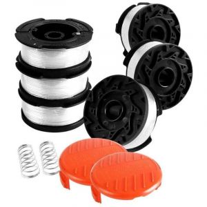 8 Pack Bobine Fil Coupe Bordure Compatible avec Black et Decker Coupe Bordures, Bobine de Fil Debroussailleuse,6 Fil Coupe Bordure,2 Couvercle,2