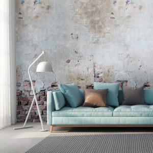 Papier peint photo Profhome 383361 papier peint intissé gaufré à chaud lisse à l'aspect brique mat gris rouge blanc 1,59 m x 2,8 m