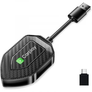 CarPlay 2 en 1 sans fil Bluetooth 5.0 Android Auto Box Dongle en forme de bouclier Plug and Play