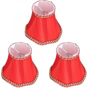 Abat-Jour, 3 Pi&egrave;Ces Rouge Moderne Et Simple Abat-Jour En Tissu Exquis Facile &agrave; Installer Clip Sur Abat-Jour D&eacute;Coratif Abat-Jour Pour Les Ampoules E14