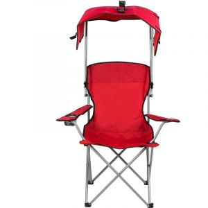 Aqrau Chaise de Camping avec Parasol, Ultra L&eacute;g&egrave;re Chaise de Plage Pliable, Chaise de Jardin avec Porte-gobelet, Capacit&eacute; 100kg, Adapt&eacute;e au Camping,