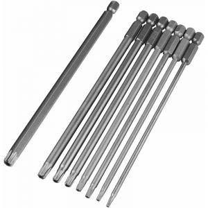 Laoa - 150MM Jeu de Magnétique Longue Embouts de Tournevis à 1/4 Hex Tige Creux Torx S2 T8-T40 Embout de Visseuse pour Électrique Outil de Réparation