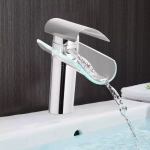 Robinet cascade en verre pour salle de bain mitigeur mitigeur monocommande en laiton + verre pour cuisine et salle de bain