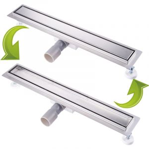 Caniveau de Douche Italienne 80cm à carreler, Siphon de Sol Douche Modèle 2 en 1, Acier Inoxydable