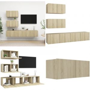 Vidaxl - Ensemble de meubles tv 4 pcs Chêne sonoma Bois d'ingénierie - Meuble Tv Suspendu - Meuble Tv Chêne Sonoma - Meuble Hifi - Rangement Mural