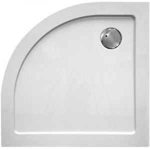 GO par Van Marcke bac de douche en composite plastique 90x90x3.5cm quart de rond &eacute;vacuation D90mm sans pieds blanc