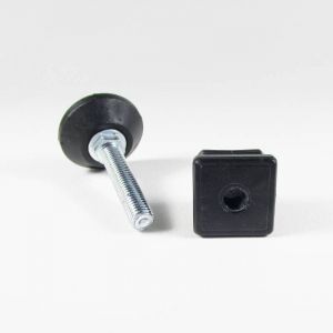 Ajile - Kit de R&eacute;glage / Mise &agrave; Niveau pour tube carr&eacute; 35x35 mm avec Pied V&eacute;rin Filet&eacute; en Acier Zingu&eacute; M10x50 mm Embase diam&egrave;tre 40 mm