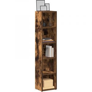 Armoires &agrave; CD 2 pcs-&Eacute;tag&egrave;re range CD-Meuble de rangement Ch&ecirc;ne fum&eacute; 21x16x93,5 cm Bois d'ing&eacute;nierie 341552