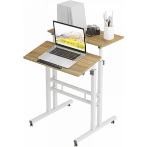 Soges - bureau debout pour Ordinateur Portable roulettes Support Table d'appoint pour Ordinateur Portable pour Bureau Chambre,Chêne 101-OK
