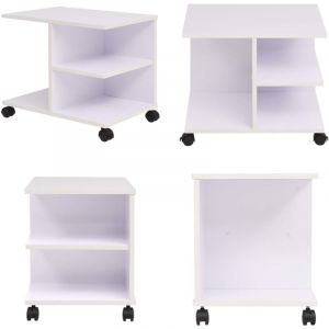Tagère à roulettes 50x35x42 cm Blanc - Bibliothèque - Étagère - Meuble De Rangement - Bibliothèque Sur Roulette - Mobilier Blanc - Home & Living