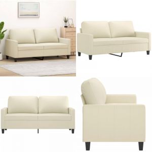 Canap&eacute; &agrave; 2 places Cr&egrave;me 140 cm Similicuir - Canap&eacute; Deux Places - Canap&eacute; Cr&egrave;me - Canap&eacute; Simili Cuir - Canap&eacute; Moderne - Meuble Salon - Home & Living