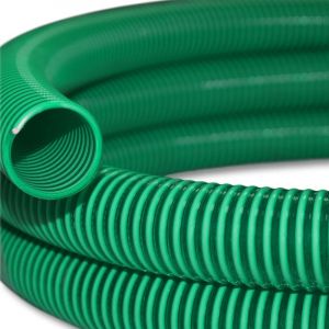 Wiltec Tuyau d'aspiration vert &ndash; 25 m / &Oslash; 38 mm (1 1/2") &ndash; avec Spirale de renforcement &ndash; Tube &agrave; pression souple en PVC &ndash; pour Arrosage Irrigation