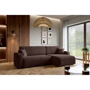 Canap&eacute; d'Angle r&eacute;versible convertible avec fonction de couchage Piano XLcoffre universel en velours c&ocirc;tel&eacute; brun chocolat du fabricant - VINOTTI