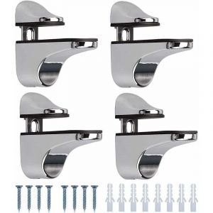 4 Pi&egrave;ces Support De Tablette En Verre,R&eacute;glables Alliage De Zinc Poli Salle De Bains &Eacute;tag&egrave;re En Verre Pour Le Verre Et Les Planchers En Bois Jusqu'&agrave;