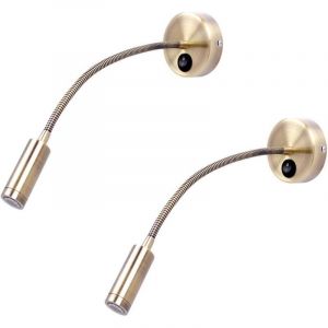 Lampe Chevet Murale 2 Lumi&egrave;res Applique Liseuse LED Col De Cygne Lumi&egrave;re 3W, 3000k,Angle De Faisceau:30 &deg;,Longueur Du Col De Cygne:28Cm,Warmyellow