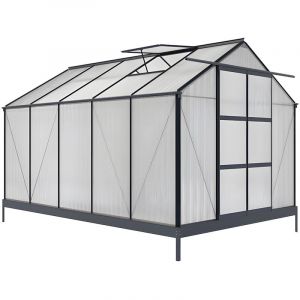 Serre de Jardin en polycarbonate de 9 m&sup2; avec embase - Anthracite - COROLLE II