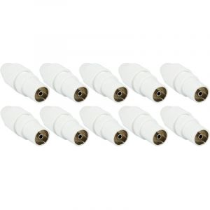 10 Pcs Blanc Prise Antenne TV Fiche Coaxiale M&acirc;le & Femelle Coupleur Pour T&eacute;l&eacute;vision Par C&acirc;ble IEC TV Antennes SAT Installations BK 4K UHD