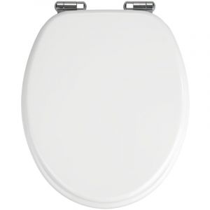 FP - Abattant wc Urbino avec frein de chute wenko, Lunette toilettes avec fixation inox, Surface hygiénique et entretien facile, mdf, 36x42,5 cm,