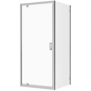 Parama - Cabine de douche 70x90 cm Porte battante d'angle et paroi fixe Profils Aluminium Chrome Verre transparent 6mm h190 - Réversible Mod. Apulia