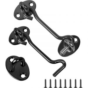 Crochet Porte, Lot de 5 Crochets de Porte de Grange, 3 inch Crochet et Loquet &agrave; &oelig;illet, Crochet Cabine en Acier Inoxydable, Verrou de Porte