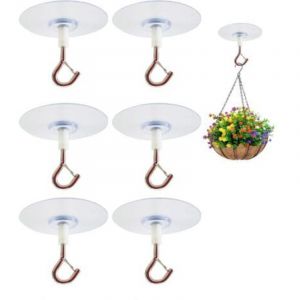 Lot de 6 Crochet Adh&eacute;sif Plafond, Crochets de Plafond Autocollants, Crochets Adh&eacute;sifs Robustes, Crochets Multifonctionnels pour Suspendre des Plantes