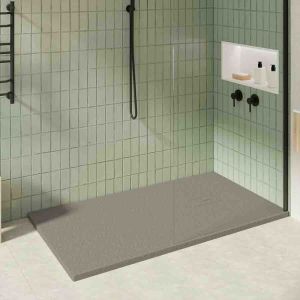 KOES - Receveur de douche en r&eacute;sine mod&egrave;le OBI &ndash; 80x120 &ndash; Gris quartz RAL 7039