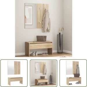 Ensemble de meubles de couloir Ch&ecirc;ne Sonoma Bois d'ing&eacute;nierie - Banc Entr&eacute;e - Meuble D'entr&eacute;e - Ensemble De Meubles D'entr&eacute;e - Banc Coffre