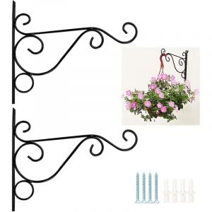 Shmshng - 2pcs Suspension Mural Plante Crochets Support Crochet Pot De Fleur Suspendus Mural Pour D&eacute;coration Jardin Balcon Lanterne Portail Noir