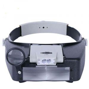 Bandeau Loupe Horloger Mains Libres Loupe avec Lumière Casque Loupe Grossissante avec LED Lumière, pour Horloger, Bijoutier, Lecture