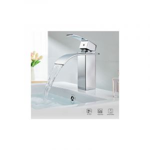 Auralum - Mitigeur Lavabo Cascade Monocommand Robinet pour Lavabo et Vasque Salle de Bain Robinetterie Mitigeur Eau et Froide Laiton ChroméLATATTA