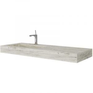 Lavabo Asym&eacute;trique Avec Cuvette &Agrave; Gauche 120Cm Hpl Ice Oak