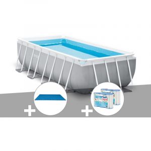 Intex - Kit piscine tubulaire Prism Frame rectangulaire 4,00 x 2,00 x 1,00 m + B&acirc;che &agrave; bulles + 6 cartouches de filtration