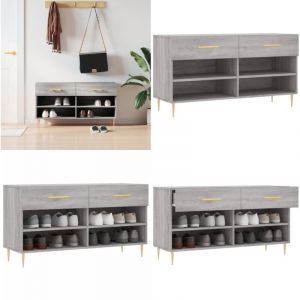 Banc à chaussures sonoma gris 102x35x55 cm bois d'ingénierie - Meuble Chaussure - Banc Chaussure - Range Chaussures - Rangement Chaussures - Meuble