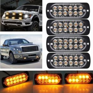 Feu stop stroboscopique de voiture &agrave; 12 LED - Barre lumineuse de v&eacute;hicule 12V-24V - Gyrophare clignotant de s&eacute;curit&eacute; pour voitures, v&eacute;hicules